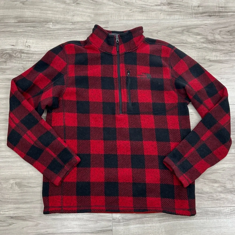 The North Face Men’s Novelty Gordon Lyons ¼ Zip Fleece Shirt Size L Red Black